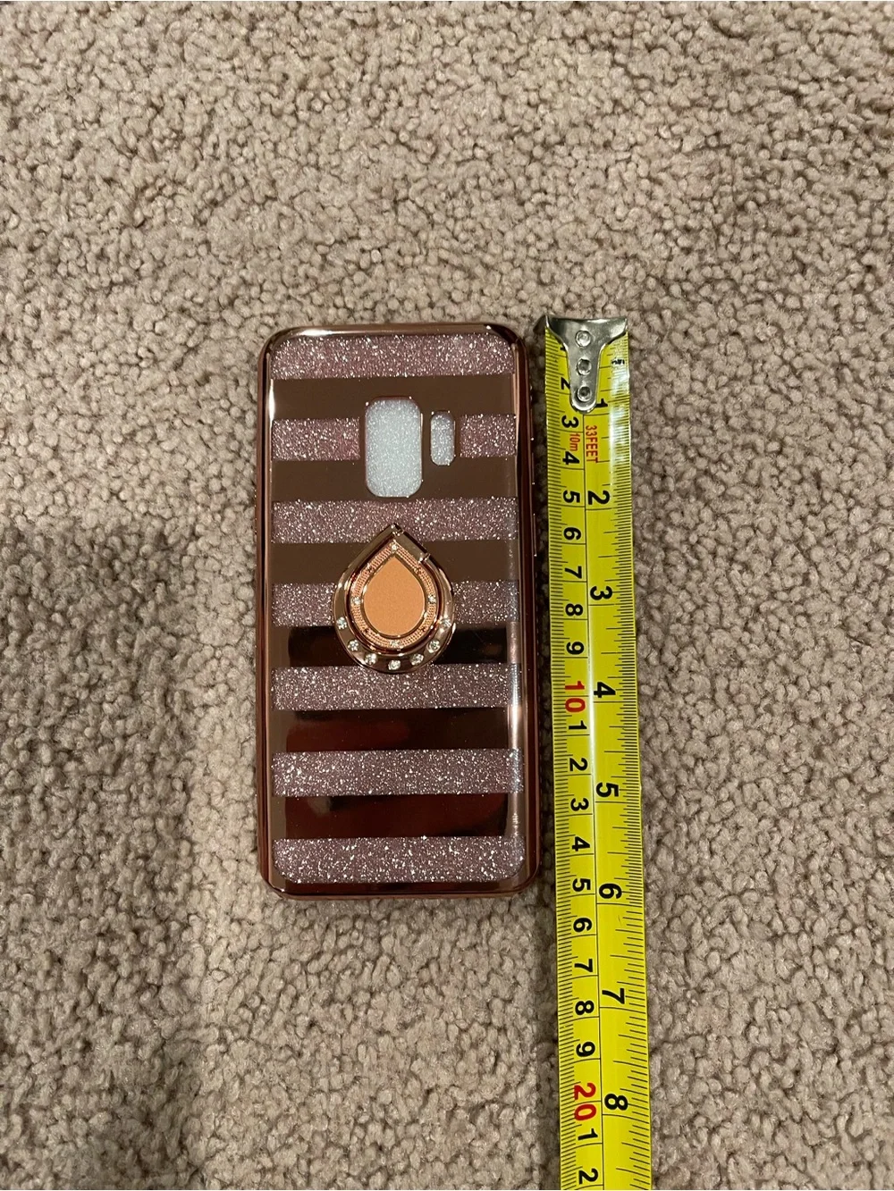 Rose Gold Striped Glitter Phone Case For Samsung Galaxy S9